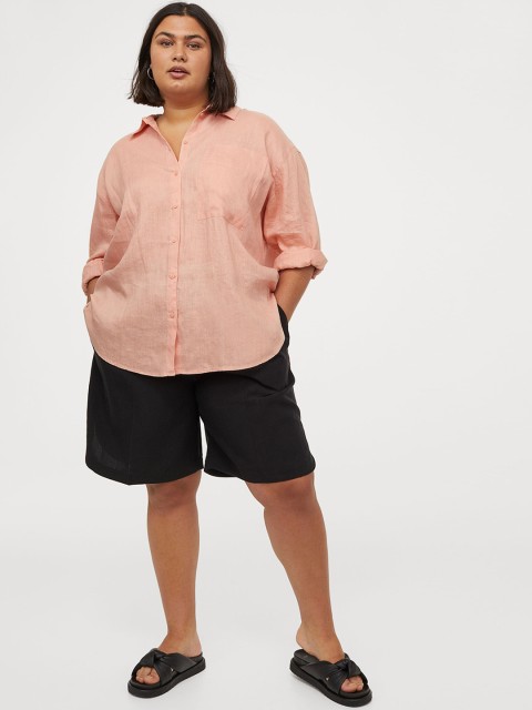 

H&M+ Women Orange Linen Shirt