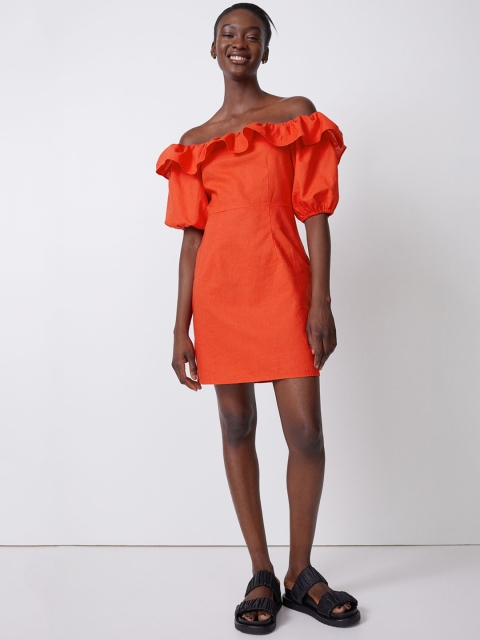 

H&M Women Orange Off-The-Shoulder Dress