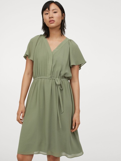

H&M Women Green Chiffon Dress