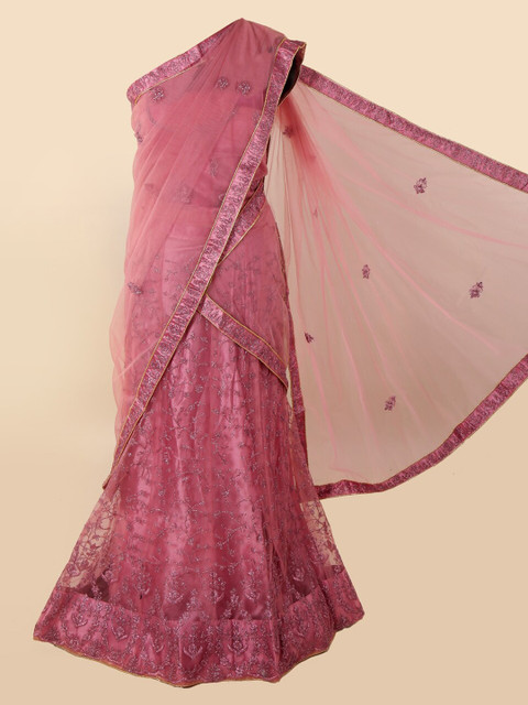 

Pothys Pink Embroidered Net Traditional Half Saree