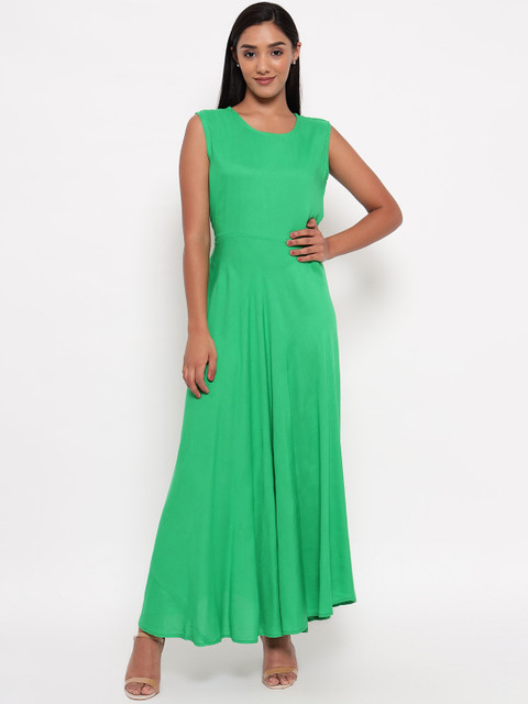 

Aawari Women Green Solid Maxi Dress