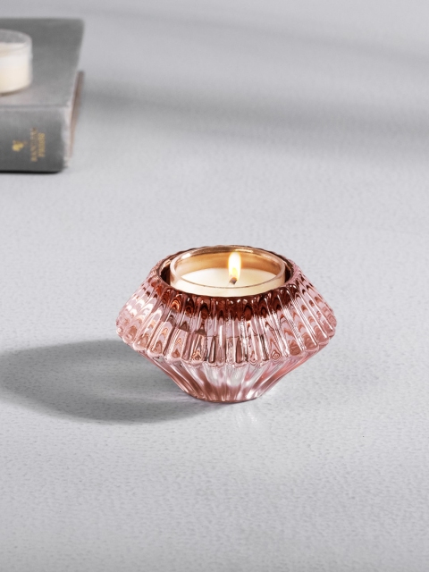 

Pure Home and Living Set Of 6 Pink Geometric Pattern Candle Votive
