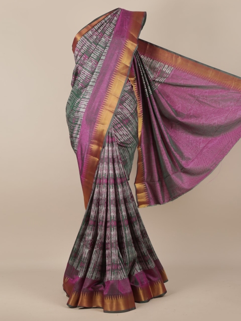 

Pothys Grey & Purple Jute Silk Woven Design Saree