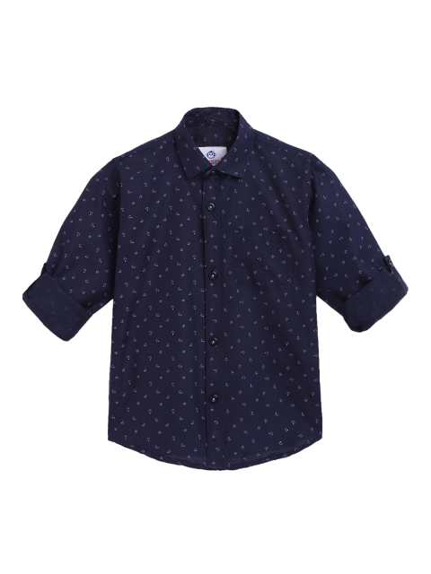 

Kidling Boys Navy Blue Regular Fit Printed Casual Shirt