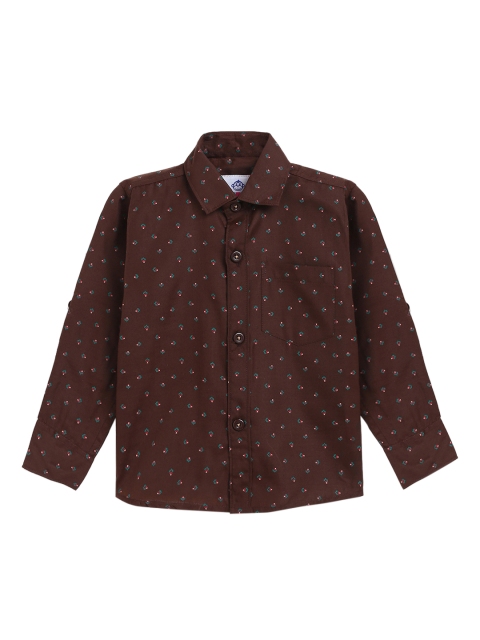 

Kidling Boys Coffee Brown Regular Fit Printed Casual Shirt