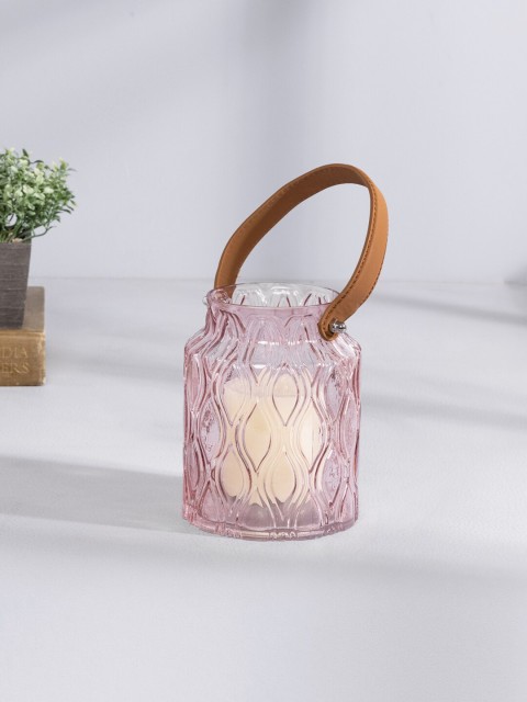 

Pure Home and Living Pink & Tan-Brown Glass Lantern