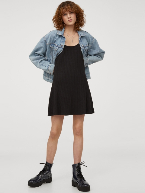 

H&M Women Black Jersey dress