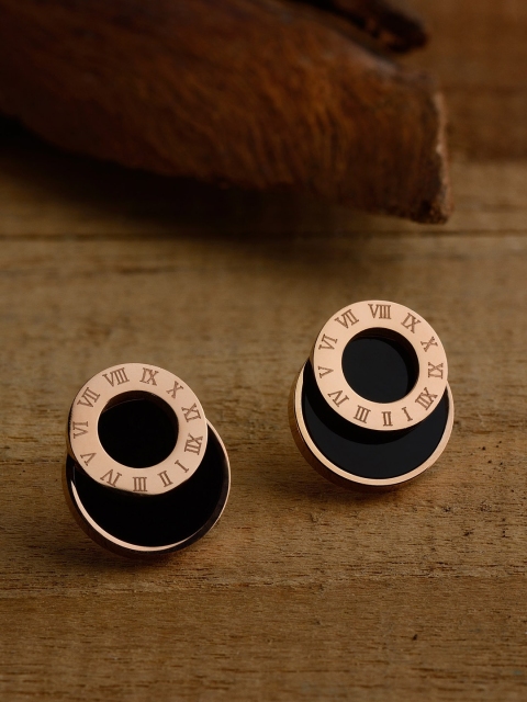 

E2O Black Gold-Plated Circular Studs