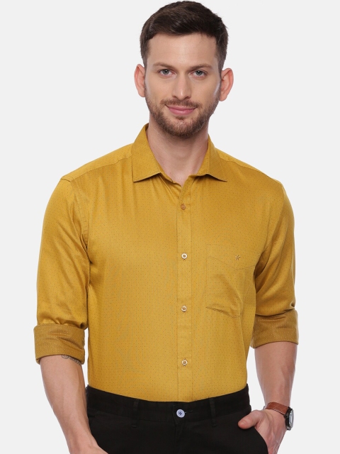 

CROYDON Men Mustard Yellow Regular Fit Solid Cotton Formal Shirt