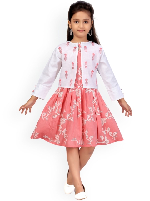 

Aarika Girls White Printed Fit and Flare Dress
