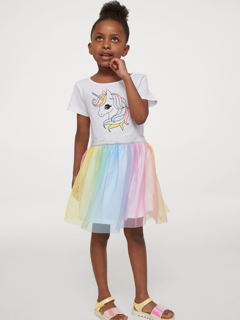 

H&M Girls White Tulle-Skirt Jersey Dress
