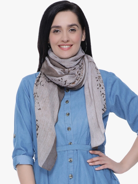 

Scarves & Glitters Women Brown & Grey Floral Printed Scarf