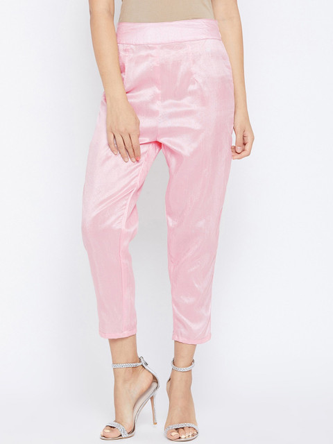 

PANIT Women Pink Regular Fit Solid Peg Trousers