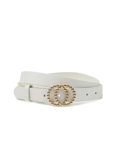 

FOREVER 21 Women White & Gold-Toned Solid Belt