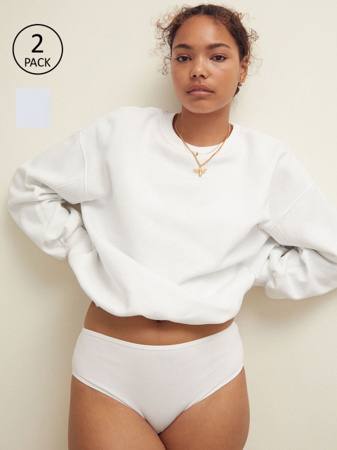 

H&M Women White 2-Pack High Leg Hipster Briefs