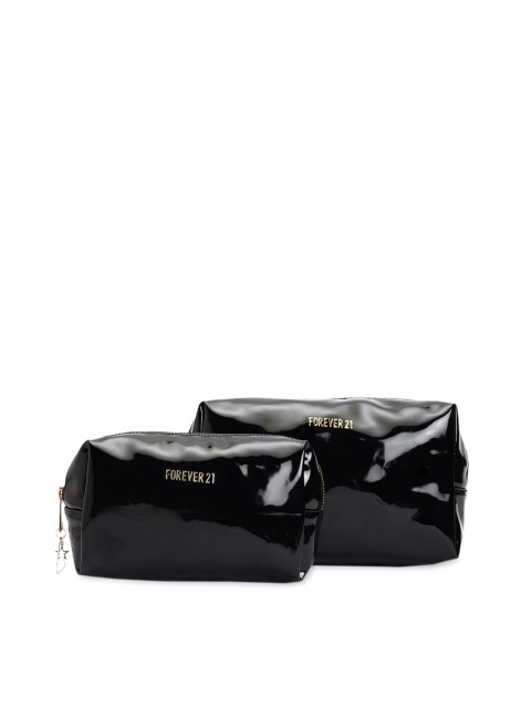 

FOREVER 21 Set of 2 Black Solid Cosmetic Pouch