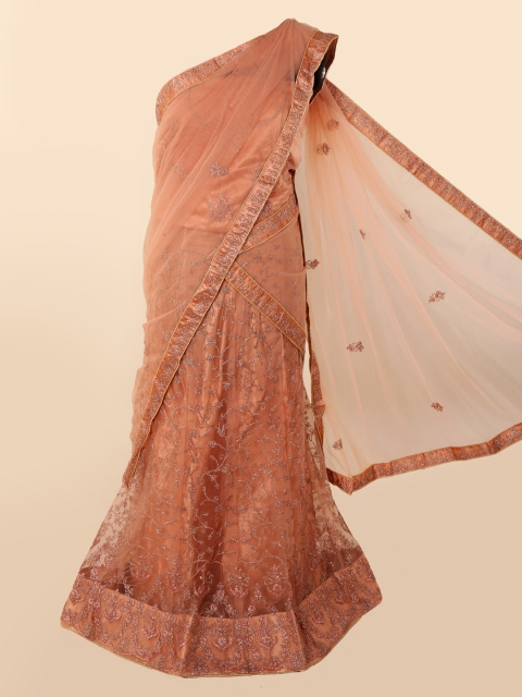 

Pothys Peach-Coloured Embellished Net Saree