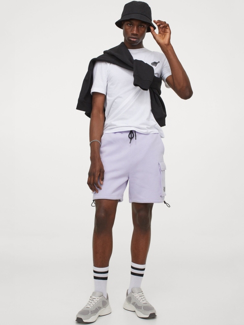 

H&M Men Purple Solid Relaxed Fit Cargo Shorts