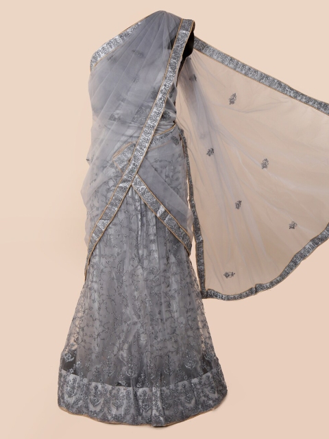 

Pothys Grey Embellished Net Saree