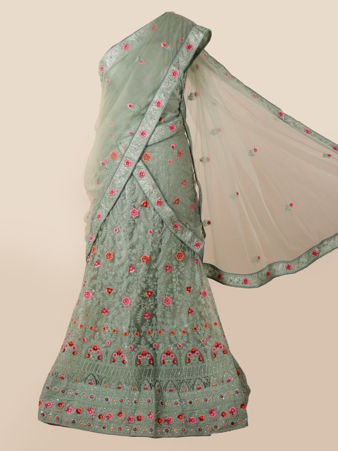 

Pothys Green Embroidered Net Saree