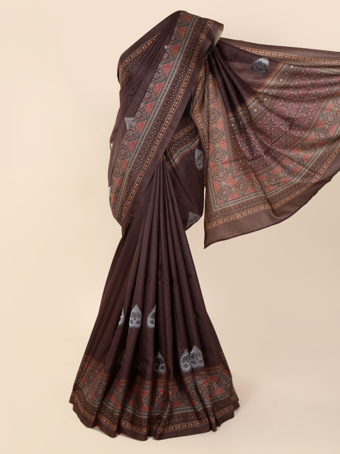 

Pothys Brown Printed Jute Cotton Saree