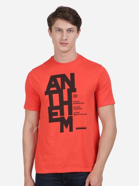 

ANTHEM Men Red & Black Cotton Printed Round Neck T-shirt