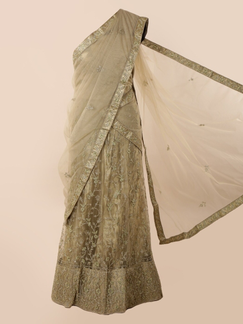 Pothys Olive Green Embellished Net Saree