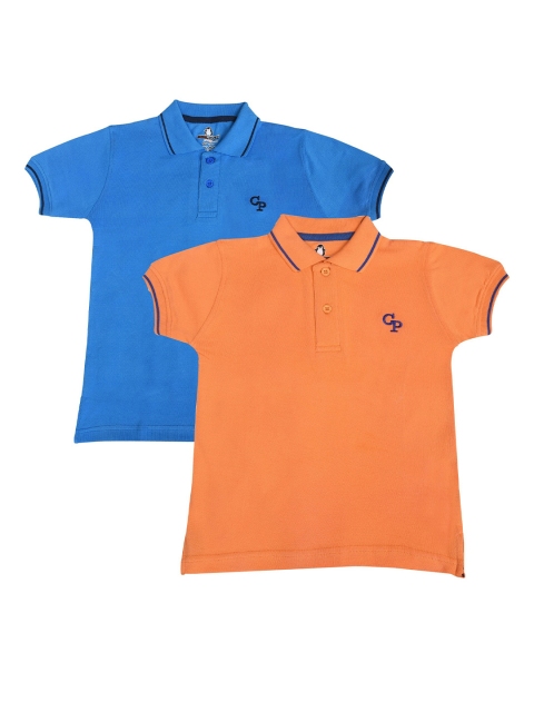 

CRAZYPENGUIN Boys Pack of 2 Solid Polo Collar T-shirts, Blue