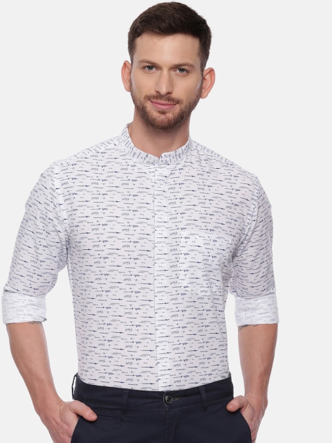 

CROYDON Men White Regular Fit Printed Cotton Formal Shirt