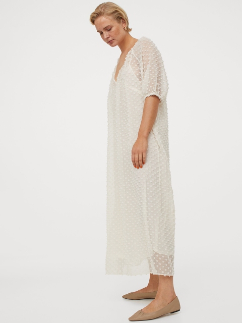 

H&M Women White Long V-Neck Dress