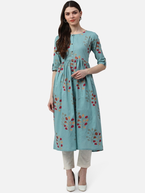 

AHIKA Women Turquoise Blue Ethnic Motifs Printed Kurta
