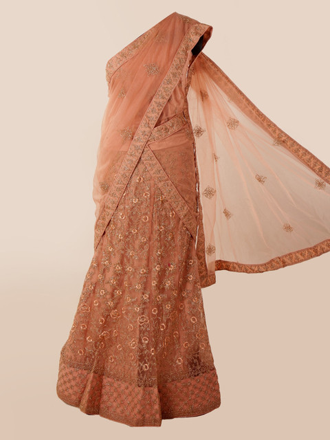 

Pothys Peach-Coloured Embroidered Net Saree