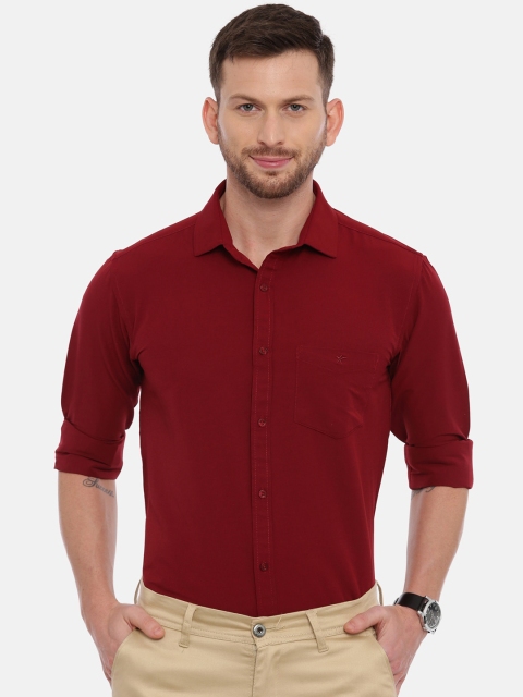 

CROYDON Men Maroon Regular Fit Solid Cotton Formal Shirt