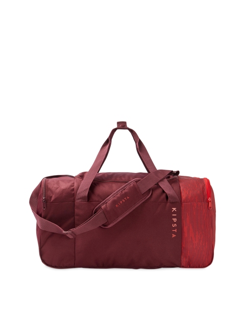 

Kipsta By Decathlon Unisex Burgundy & White Printed Sports Duffel Bag