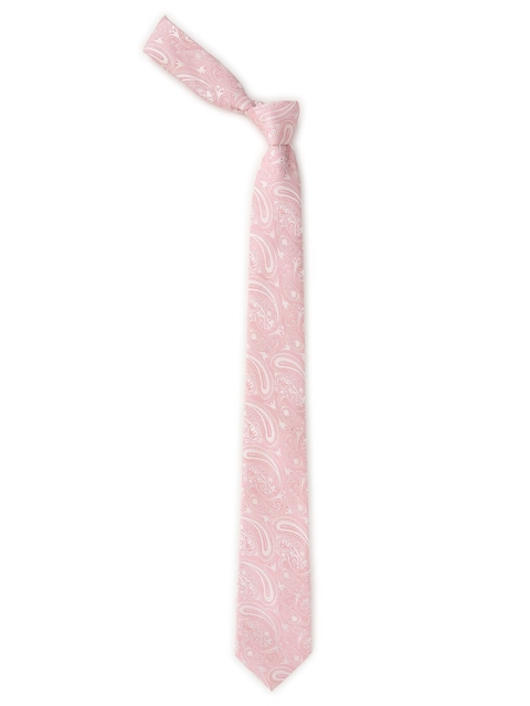 

Louis Philippe Pink & White Woven Design Broad Tie