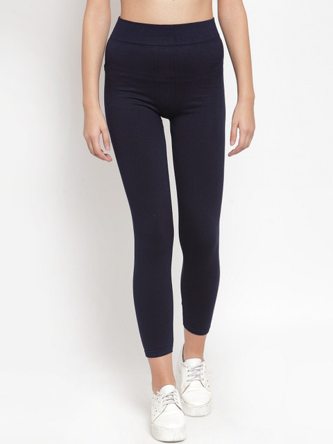 

Global Republic Women Navy Blue Solid Ankle-Length Leggings