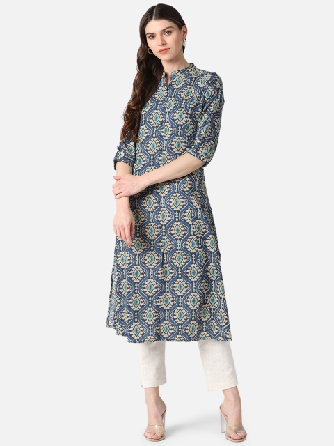 

AHIKA Women Blue Ethnic Motifs Printed Kurta