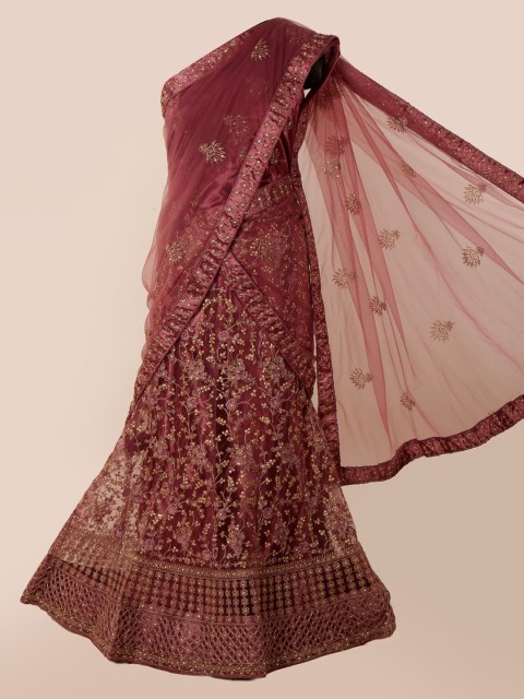 

Pothys Burgundy Embroidered Net Saree