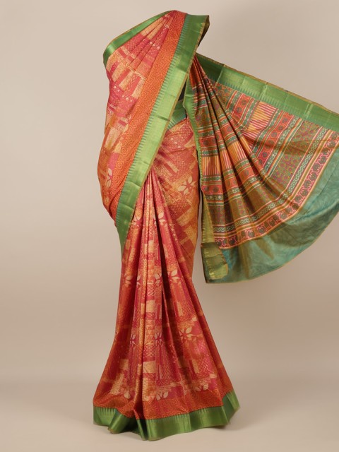 

Pothys Orange Woven Design Jute Silk Saree