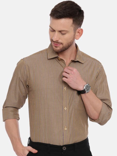 

CROYDON Men Yellow & Navy Blue Regular Fit Checked Cotton Formal Shirt