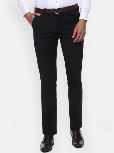 

Louis Philippe Men Black Slim Fit Solid Formal Trousers