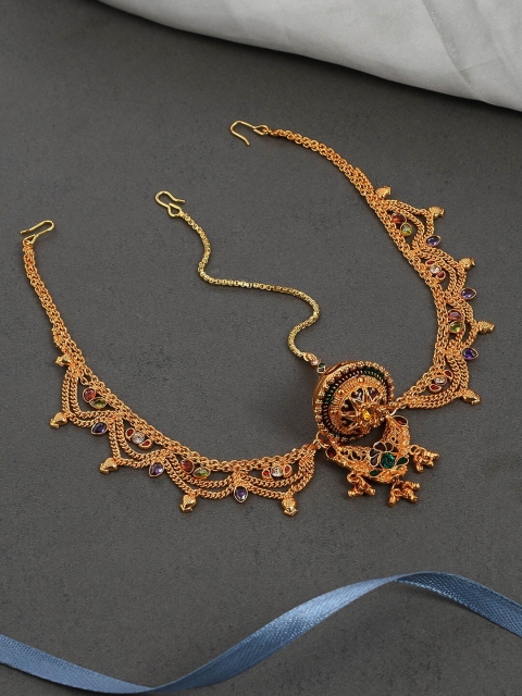 

Silvermerc Designs Women Gold-Plated & Stone Studded Borla with Layered Chain