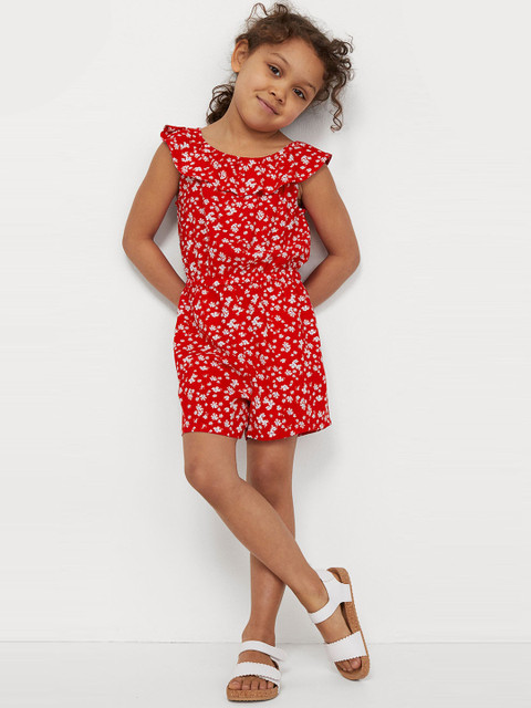 

H&M Girls Red Patterned Playsuit