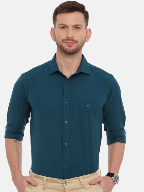

CROYDON Men Green Regular Fit Solid Cotton Formal Shirt