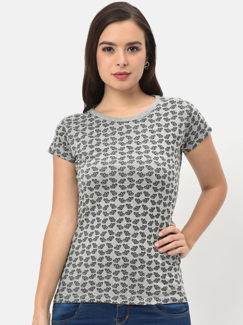 

V2 Value & Variety Grey & Black Floral Regular Top