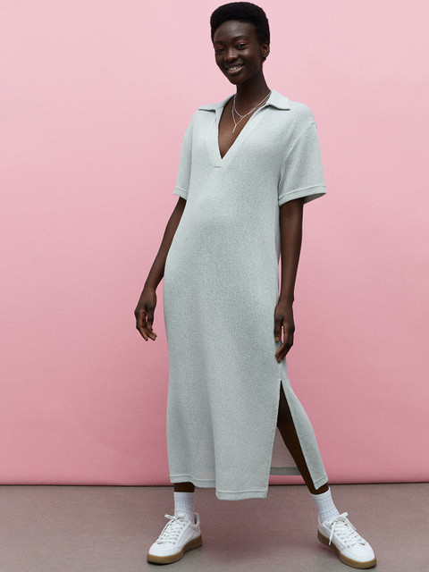 

H&M Women Green Self Design Ribbed Dress