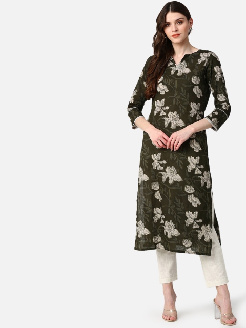 

AHIKA Women Green Floral Printed Floral Kurta