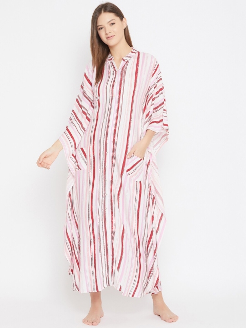 

The Kaftan Company White & Pink Striped Nightdress