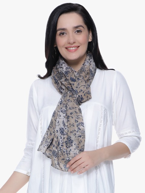 

Scarves & Glitters Women Beige & Grey Floral Printed Scarf