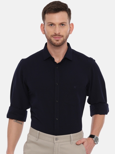 

CROYDON Men Navy Blue Regular Fit Solid Cotton Formal Shirt